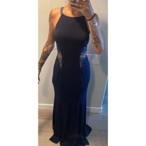 Terani Couture Navy Beaded Gown